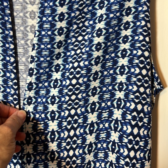Ruby Road BOHO long vest / duster blue and white ethnic print, Women's 16W - Picture 10 of 12